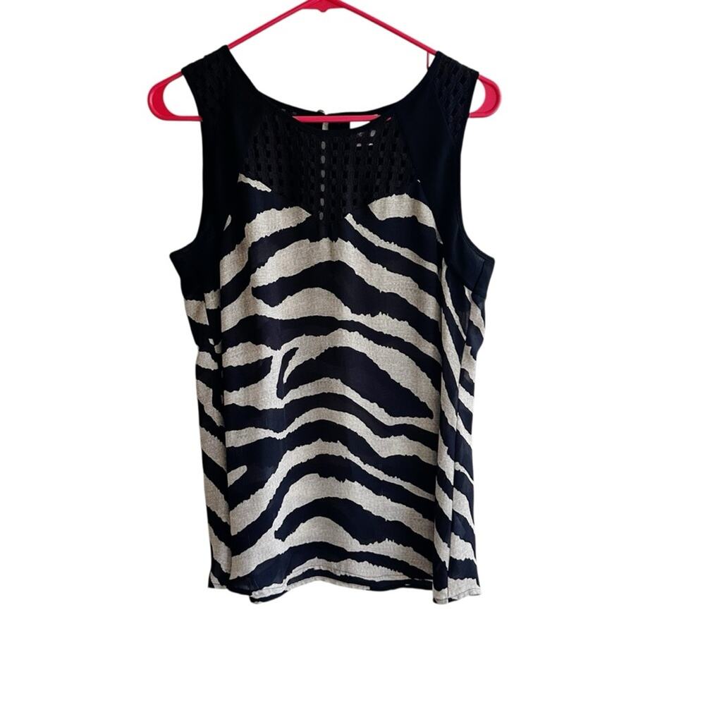 Cabi Tivoli Zebra Print Chiffon Sleeveless Blouse Small